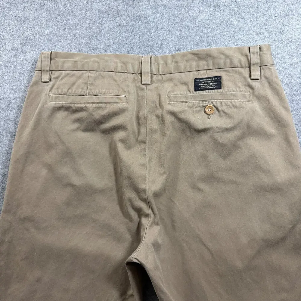 Banana Republic Dawson Pants Mens 31/32 Khaki Straight Leg 100% Cotton Chino